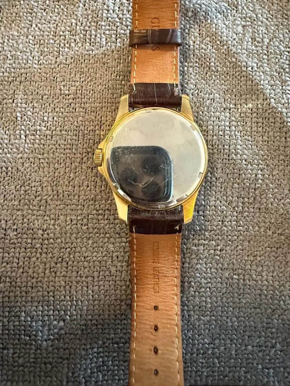 Guess Gold-Tone Brown Multifunction Chronograph Watch with Leather Strap